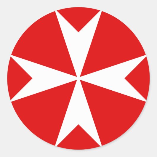 Cross Of Malta v2 (wit op rood) Ronde Sticker (Voorkant)