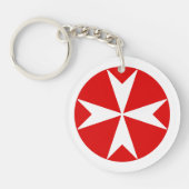 Cross Of Malta v2 (wit op rood) Sleutelhanger (Voorkant)