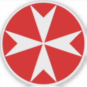 Cross Of Malta v2 (wit op rood) Sticker (Voorkant)