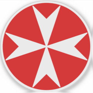 Cross Of Malta v2 (wit op rood) Sticker