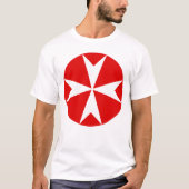 Cross Of Malta v2 (wit op rood) T-shirt (Voorkant)