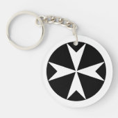 Cross Of Malta v2 (wit op zwart) Sleutelhanger (Voorkant)