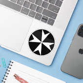 Cross Of Malta v2 (wit op zwart) Sticker (Laptop met iPhone)