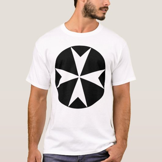 Cross Of Malta v2 (wit op zwart) T-shirt (Voorkant)