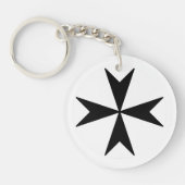 Cross Of Malta v2 (zwart op wit) Sleutelhanger (Voorkant)