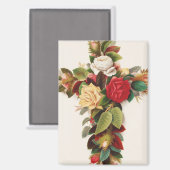 Cross of roses, Victorian era illustration Magneet (Voorkant / Achterkant)