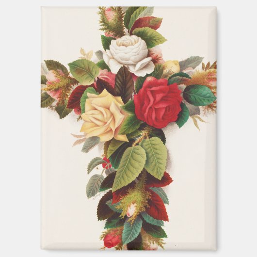 Cross of roses, Victorian era illustration Magneet (Voorkant)