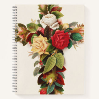 Cross of roses, Victorian era illustration Notitieboek