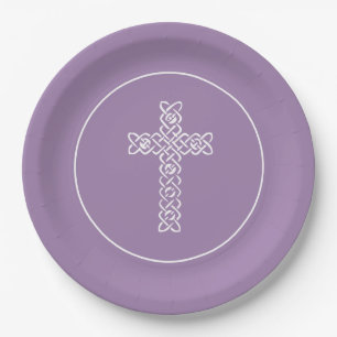 Cross Old Lavender Commune Baptism Christening Papieren Bordje