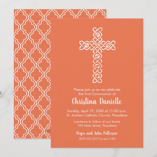 Cross-on Bright Peach First Communivites (Voorkant / Achterkant)