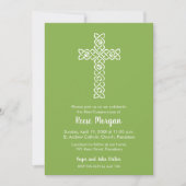 Cross on Green Baptism, Christening Invitations (Voorkant)