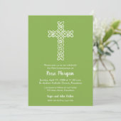 Cross on Green Baptism, Christening Invitations (Staand voorkant)
