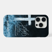 Cross on Water Dark Blue Scripture Personalized iPhone Hoesje (Achterkant horizontaal)
