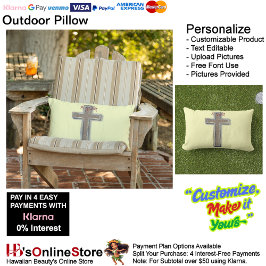 Cross Outdoor Pillow met gele achtergrond Buitenkussen