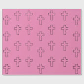  Cross Outline Pattern op Roze Cadeaupapier (Vlak)