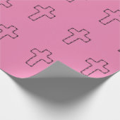  Cross Outline Pattern op Roze Cadeaupapier (Hoek)