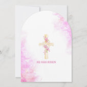 Cross Paasjacht en Brunch Roze Bloemenorchidee Kaart (Achterkant)