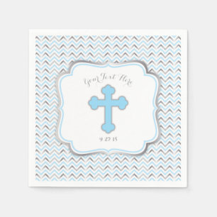 Cross Paper Napkins-Blue en Silver Servet