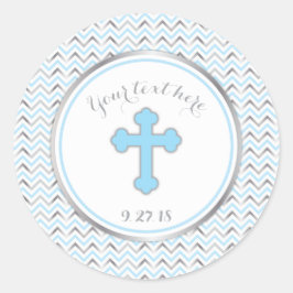Cross Party Stickers-blauw & zilver Ronde Sticker
