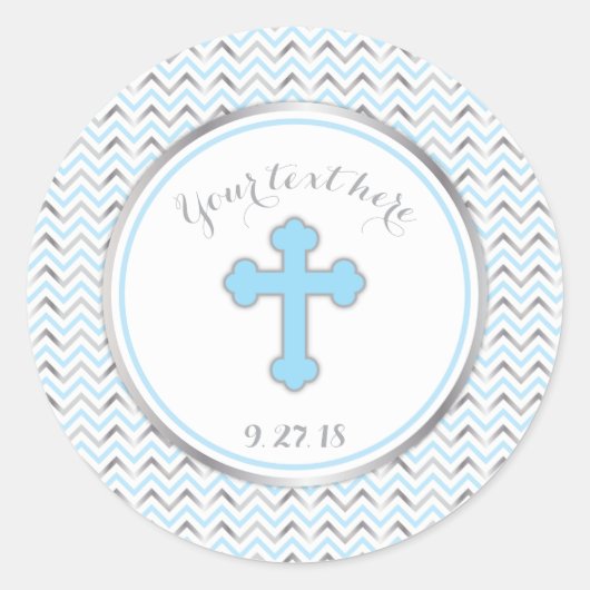 Cross Party Stickers-blauw & zilver Ronde Sticker (Voorkant)