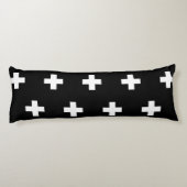 Cross Pattern Black en White Lichaamskussen (Achterkant)