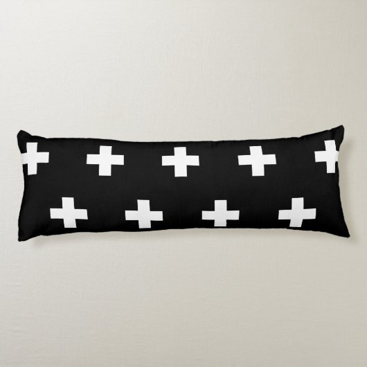 Cross Pattern Black en White Lichaamskussen (Achterkant)