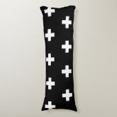 Cross Pattern Black en White Lichaamskussen (Voorkant Verticaal)