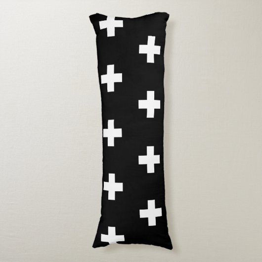 Cross Pattern Black en White Lichaamskussen (Voorkant Verticaal)
