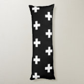 Cross Pattern Black en White Lichaamskussen (Achterkant (Verticaal))