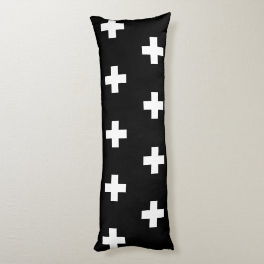 Cross Pattern Black en White Lichaamskussen (Achterkant (Verticaal))