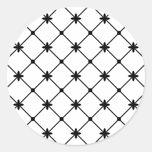 Cross Pattern Black en White Ronde Sticker (Voorkant)