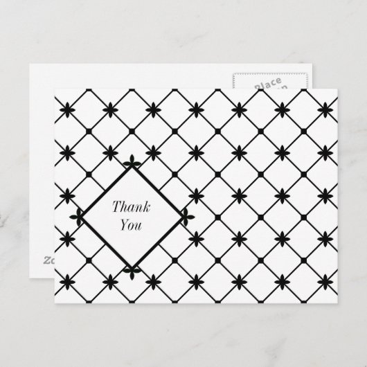 Cross Pattern Dank je zwarte witte Briefkaarten (Voorkant / Achterkant)