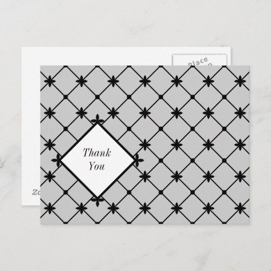 Cross Pattern Dank je zwarte witte Briefkaarten (Voorkant / Achterkant)