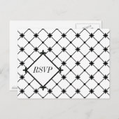 Cross Pattern RSVP Black White Crosses Briefkaarte Uitnodiging Briefkaart (Voorkant / Achterkant)
