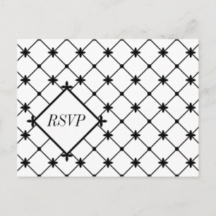 Cross Pattern RSVP Black White Crosses Briefkaarte Uitnodiging Briefkaart