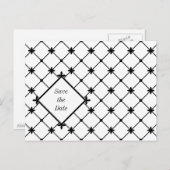 Cross Pattern Save the Date Black White Briefkaart (Voorkant / Achterkant)