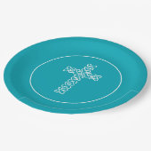 Cross Peacock Blue Community Baptism Christen Papieren Bordje (Gekanteld)