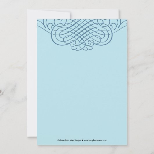 Cross Pendant Photo Baptism Invitation - Blue Kaart (Achterkant)