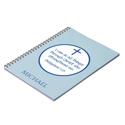 Cross Philippians 4:13 Blue Notitieboek (Linkerzijde)
