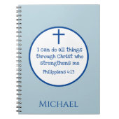 Cross Philippians 4:13 Blue Notitieboek (Voorkant)