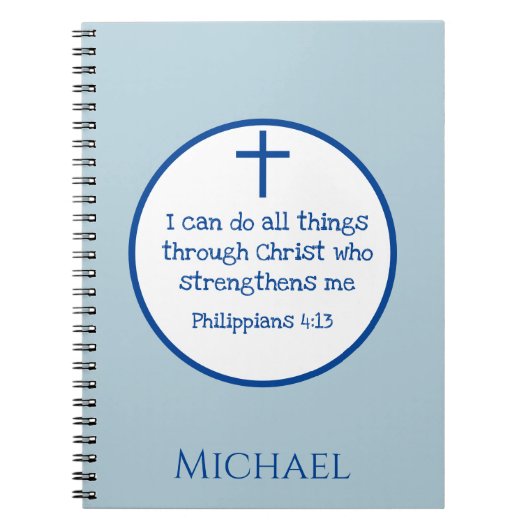 Cross Philippians 4:13 Blue Notitieboek (Voorkant)