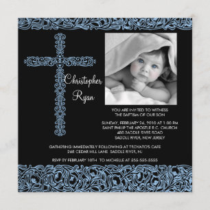  Cross-Photo Baptisme Inture Baby Boy Kaart