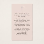 Cross Photo Forever Hearts Funeral Prayer Card Visitekaartje (Achterkant)