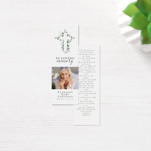 Cross Photo Memorial Funeral Prayer Bladwijzer Mini Visitekaartjes (Bureau)
