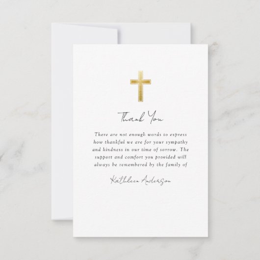 Cross Photo Memorial Sympathy begrafenis Bedankkaart (Achterkant)