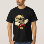 Cross Pins Bowling Retro Skull Skelet Head Hallo T-shirt (Voorkant)
