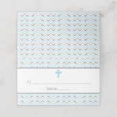 Cross Place Card-blauw en zilver Plaatskaartje (Buitenkant ongevouwen)