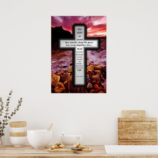 Cross Poster - John 3:16 (Keuken)