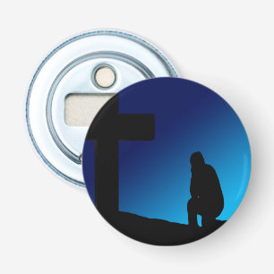 Cross Prayer Banner Button Flesopener