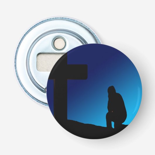 Cross Prayer Banner Button Flesopener (Voorkant)